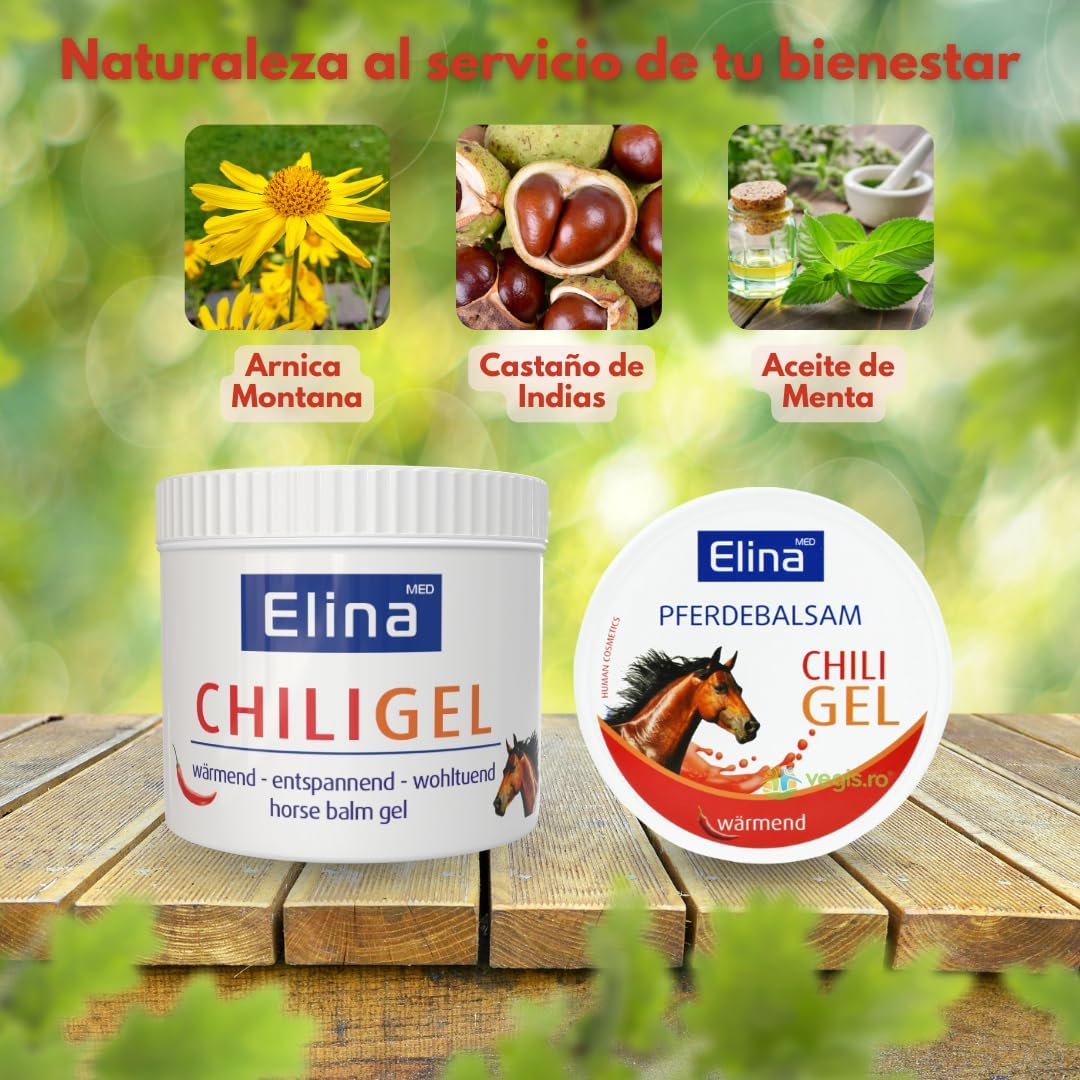Bálsamo de Caballo Efecto Calor - Gel Árnica - Crema Antiinflamatoria de Elina - 500 ml